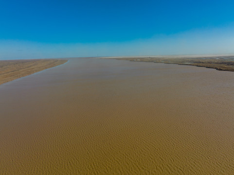 航拍山东黄河口湿地