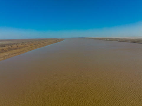 航拍山东黄河口湿地