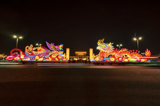 西安古城墙城门永宁门南门夜景