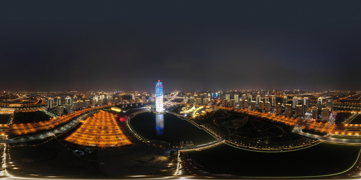 郑州东区夜景全景航拍