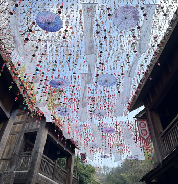 桃花源风铃油纸伞