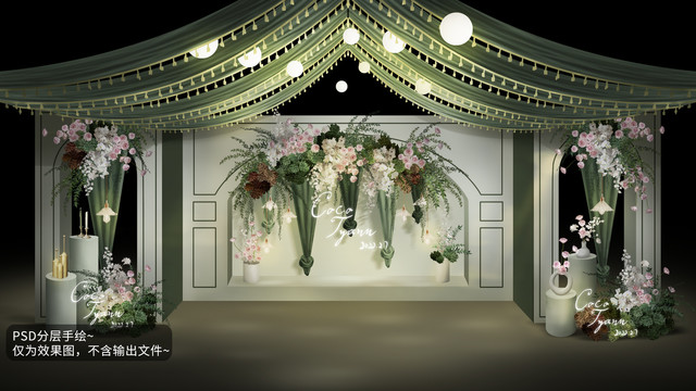 白绿色系韩式泰式婚礼效果图