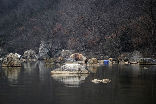 唯美山林湖畔冬景