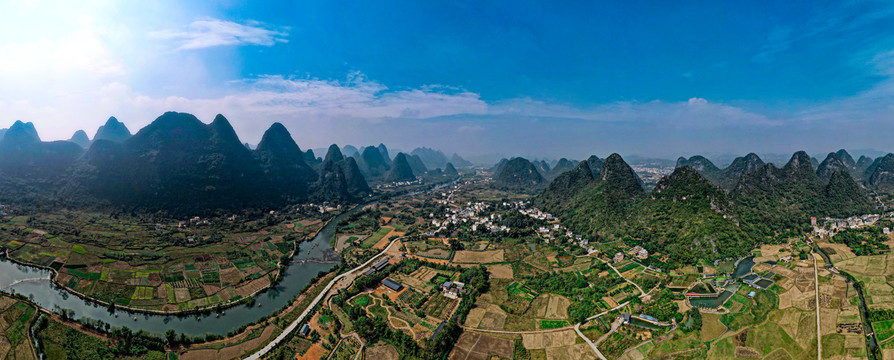 桂林山水风光全景图航拍