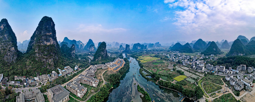 桂林山水风光全景图航拍