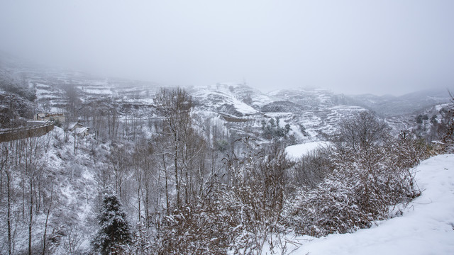 田野民居雪田园风光