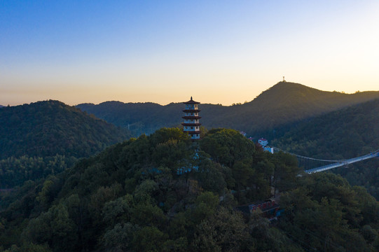 航拍湖南长沙石燕湖景区