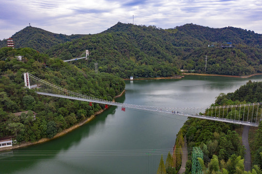 航拍湖南长沙石燕湖景区