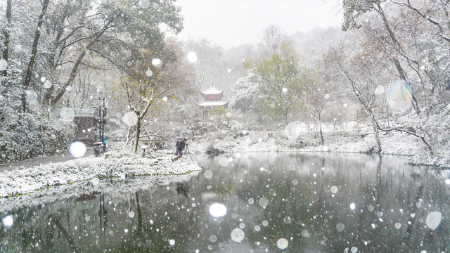 湖南长沙岳麓山雪景