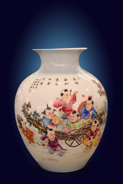 百子图陶瓷花瓶