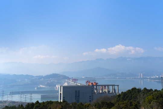 宜昌三峡大坝葛洲坝水电站全景