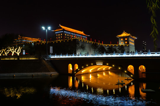 西安城门夜景