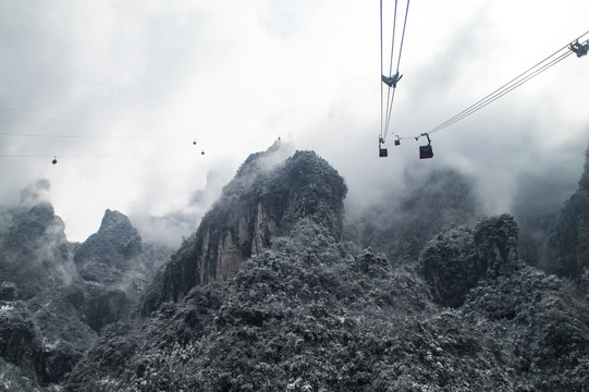 冰雪天张家界天门山索道