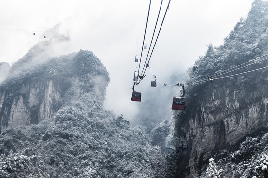 冰雪天张家界天门山索道