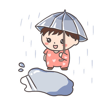 春天雨水手绘卡通元素