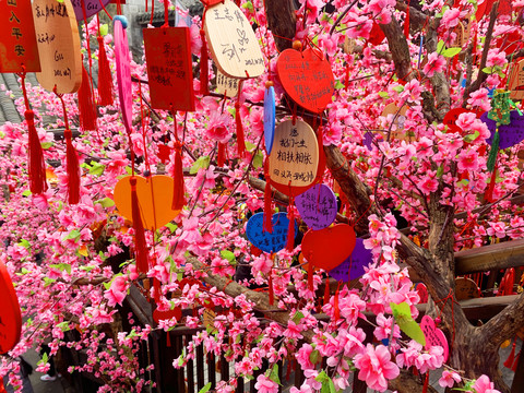 桃花许愿牌