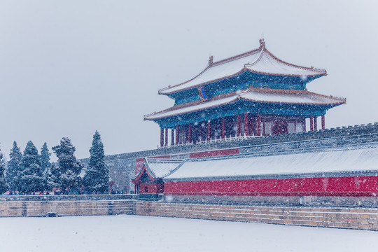 雪中的故宫神武门