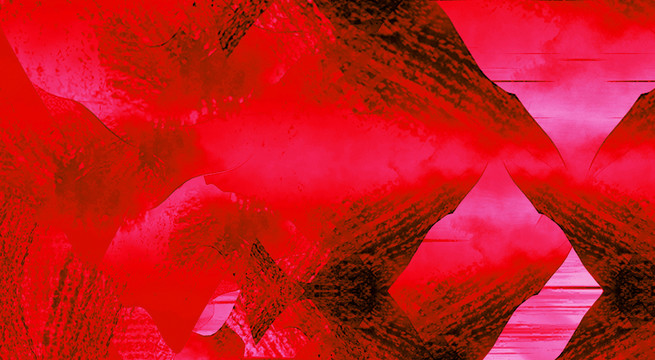 红色抽象山水背景墙