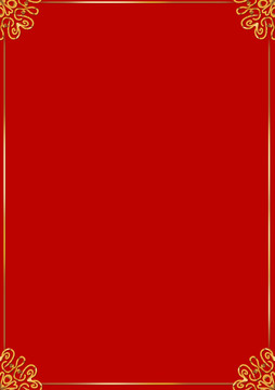红色贺卡背景矢量分层金色边框