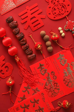 新年春节元素红色装饰物料