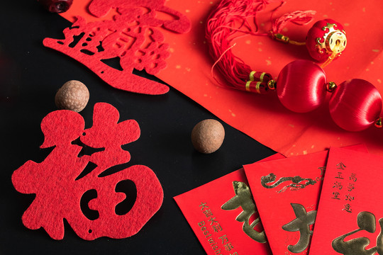 春节喜庆红色福字背景图