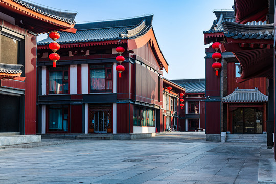 仿古建筑春节红灯笼