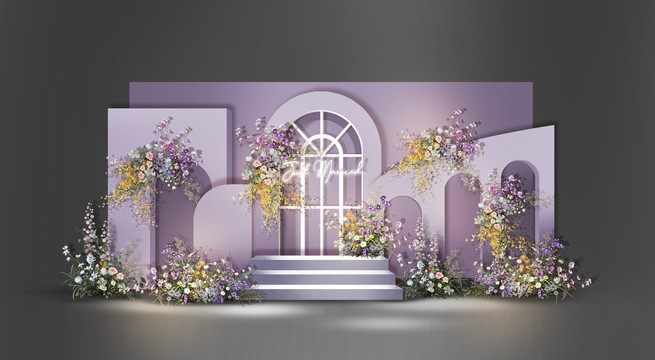 浅紫色婚礼外区设计