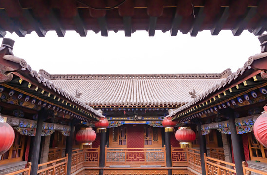 中式木制建筑庭院四合院