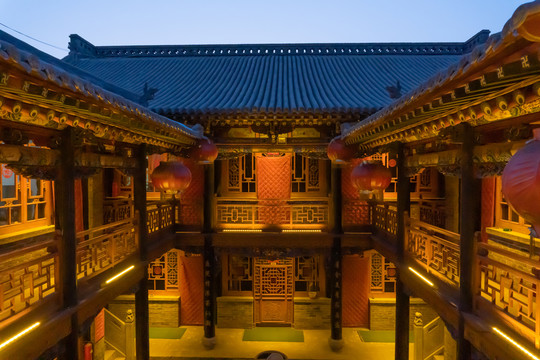 中式木制建筑庭院四合院