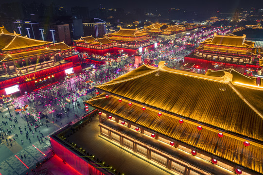 西安大唐不夜城春节花灯夜景