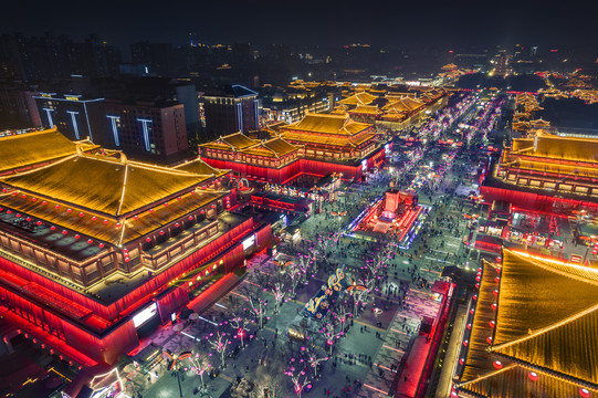 西安大唐不夜城春节花灯夜景