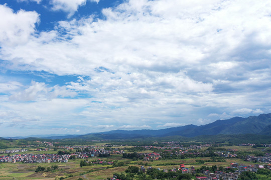 航拍江西永新烟阁乡村