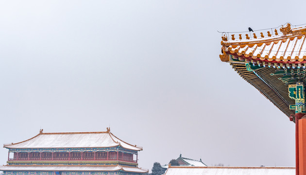 北京故宫的雪景