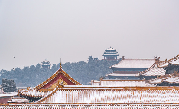 北京故宫的雪景