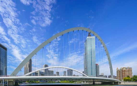 天津海河大沽桥全景