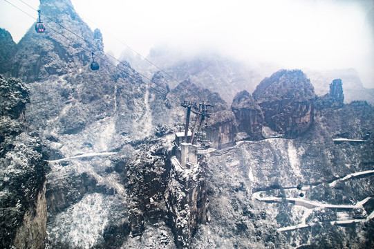 冰雪天张家界天门山索道