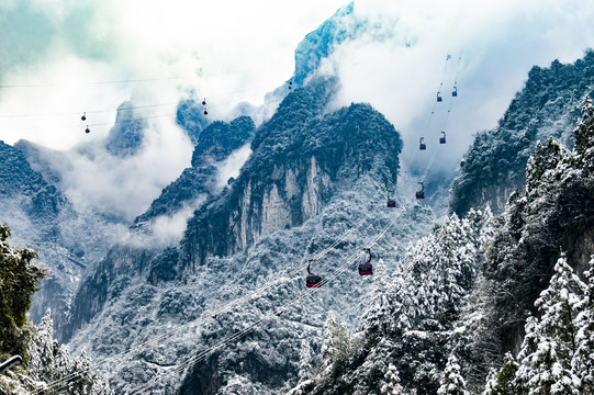 冰雪张家界天门山索道