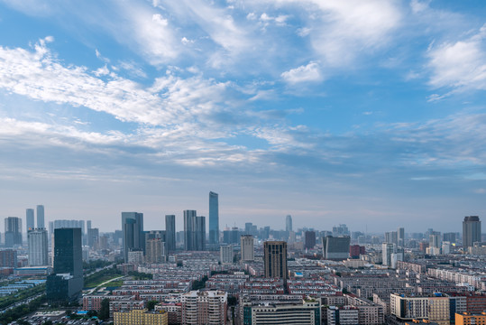 夕阳下中国辽宁沈阳城市建筑