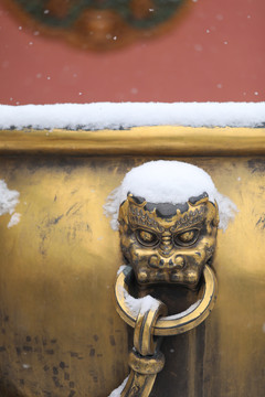 故宫铜缸雪景