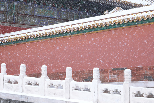 故宫宫墙雪景