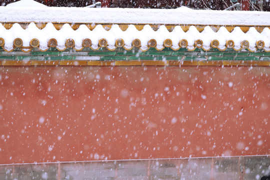 故宫宫墙雪景