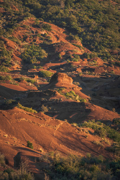红色沙丘地貌航拍