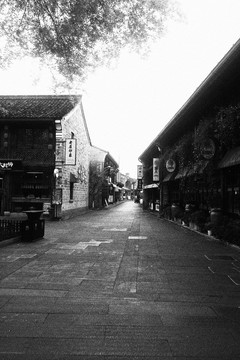 宁波南塘老街黑白照片