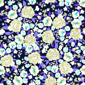 花卉系列图案印花灵动紫色