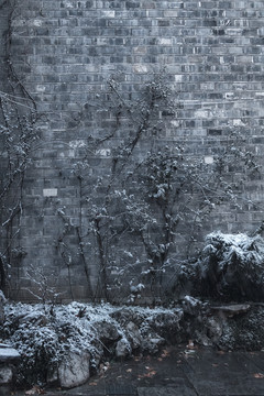 纹理素材砖墙墙面雪景素材