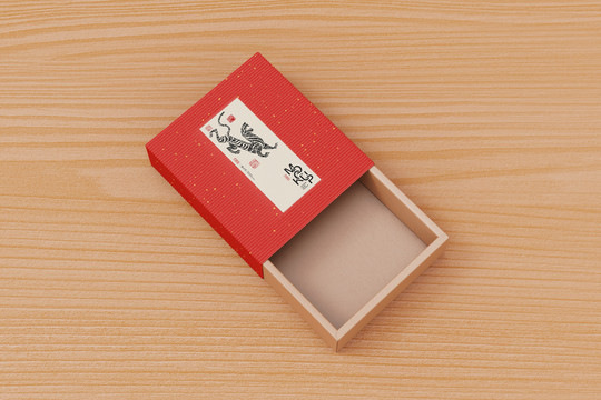 中国风牛皮纸礼盒包装样机