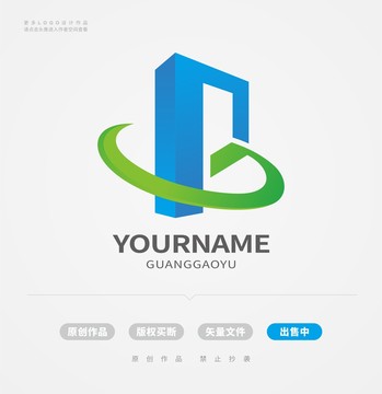 蓝色科技P字母G字母LOGO