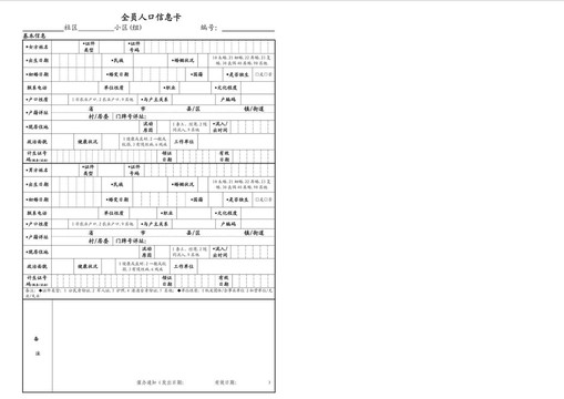 全员人口信息卡