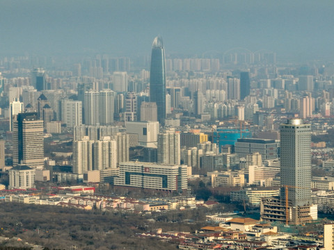 航拍济南都市风光