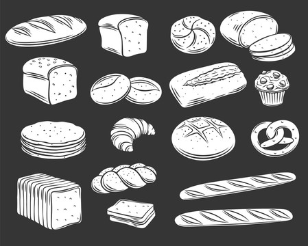 黑白欧式面包插图